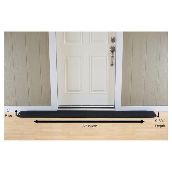 Handi Ramp ADA Compliant Rubber Threshold Ramp: 1" Rise x 82" Wide x 9-3/4" Depth - 2 pc assembly MRAEZ1180 - main